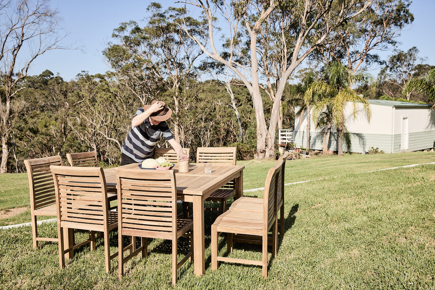 teak square 8 seater table