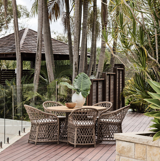 havana rattan grey teak and wicker round outdoor setting