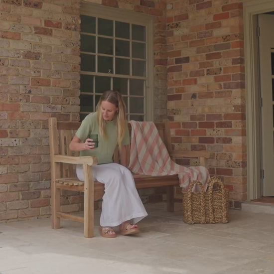 lifestyle video classic teak outdoor bench