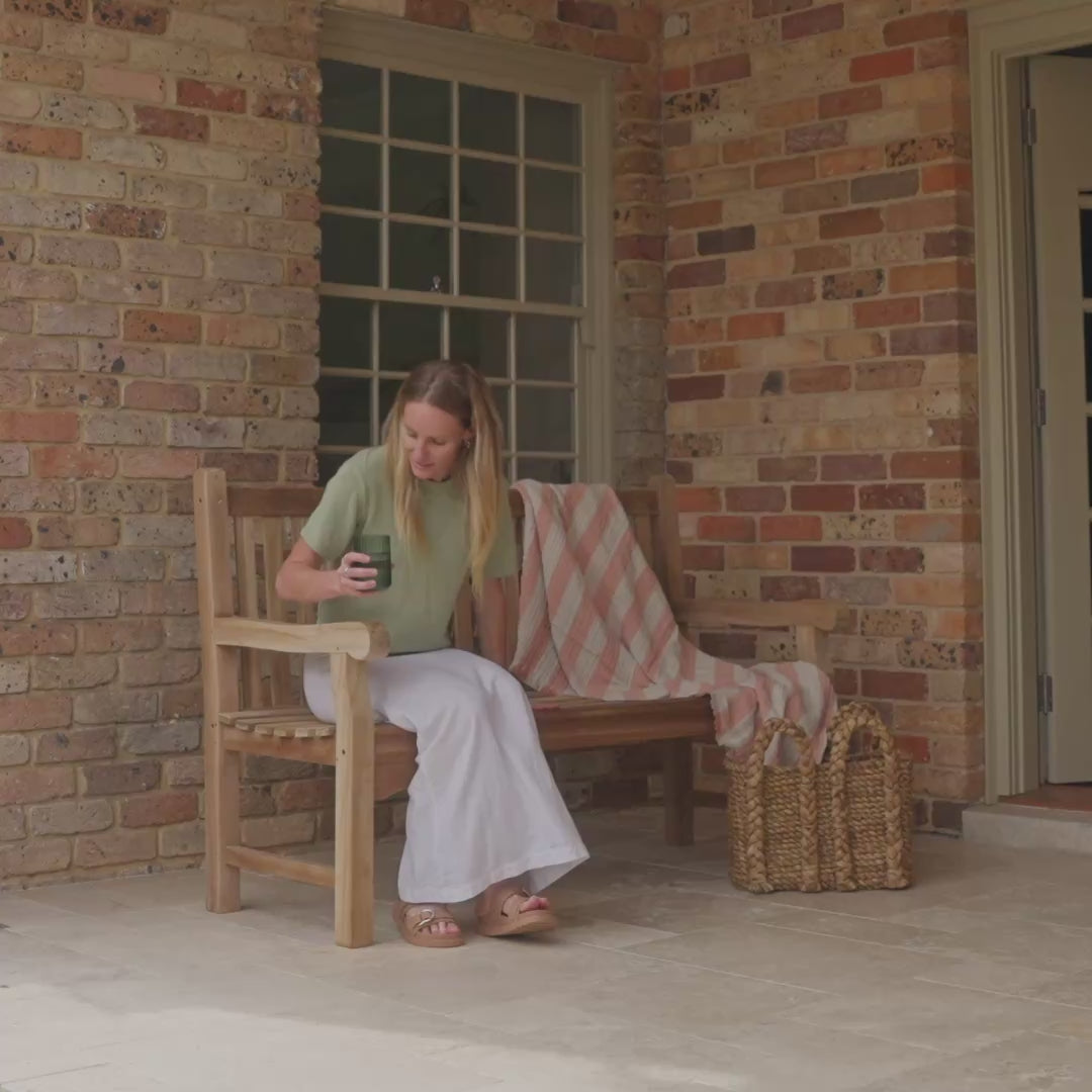 lifestyle video classic teak outdoor bench