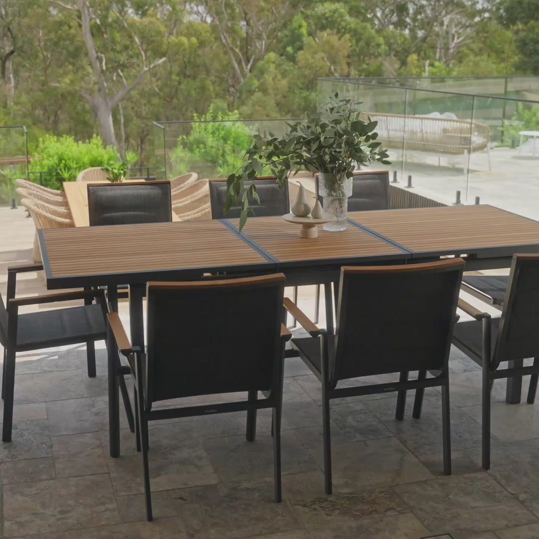 Kai Teak and Aluminium Extendable Outdoor Dining Table Charcoal