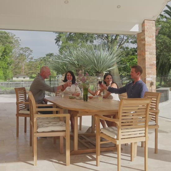 lifestyle outdoor video blaxland oval teak set