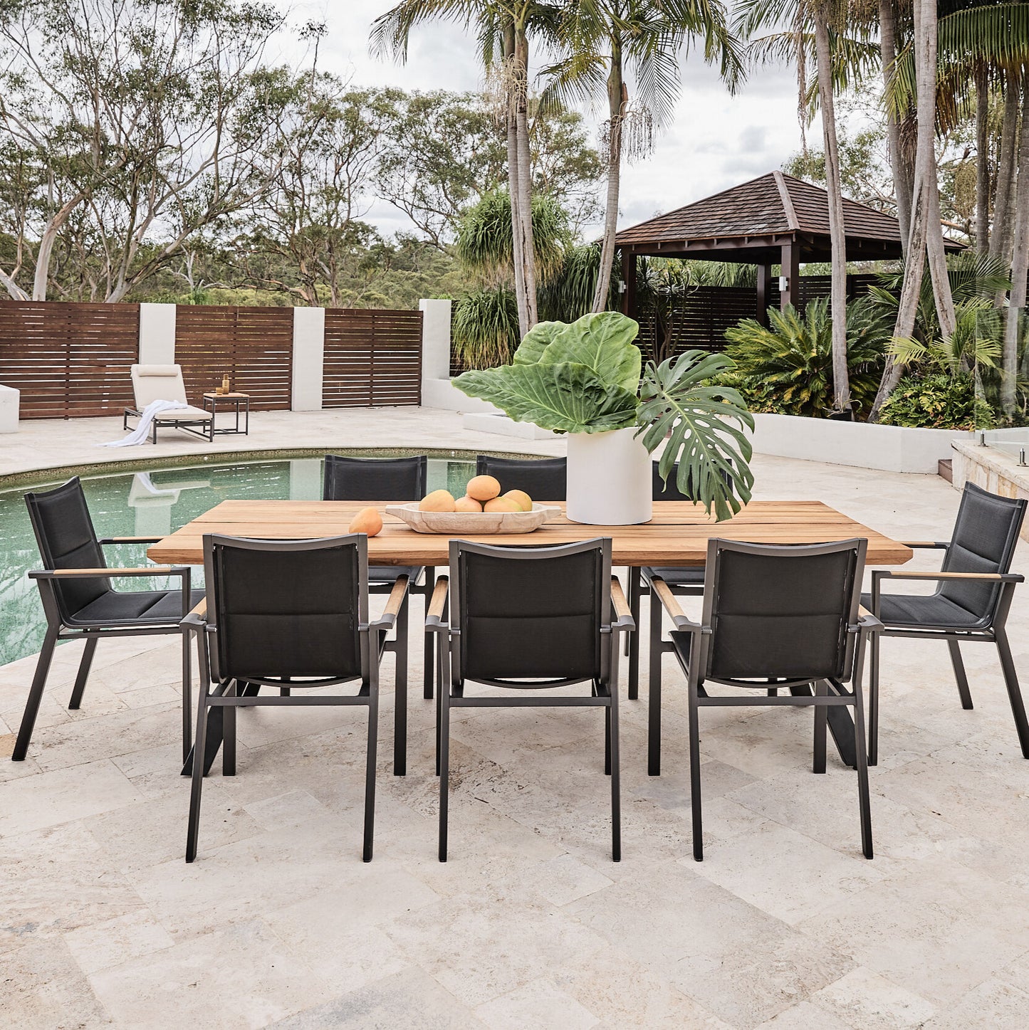 rockdale outdoor setting in teak and aluminium 9 piece