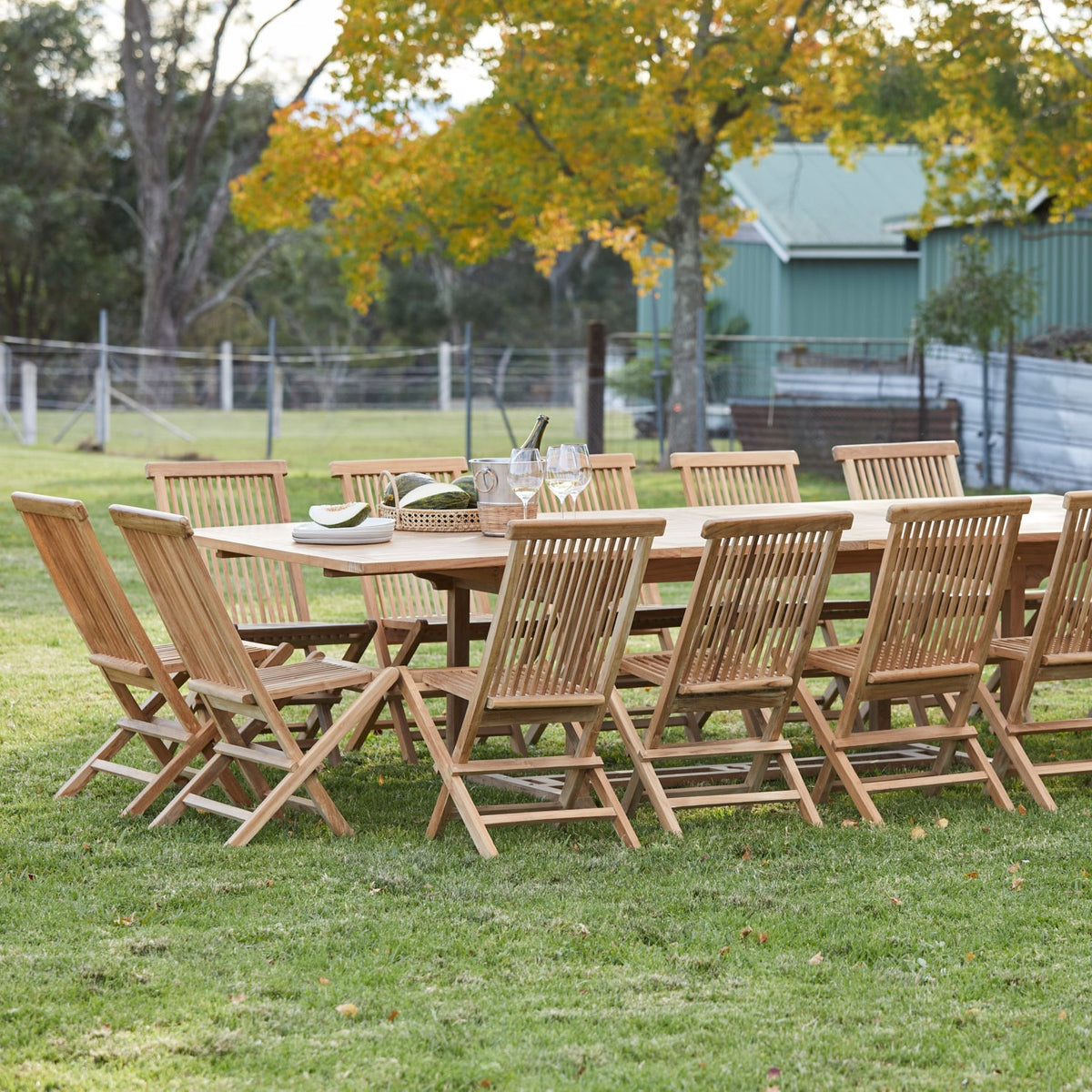 Classic 15 Piece Teak Rectange Extending Outdoor Setting