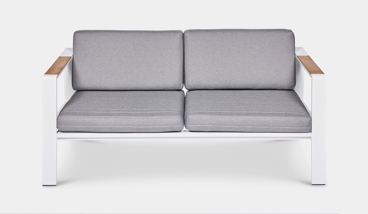 white aluminium 2 seater sofa