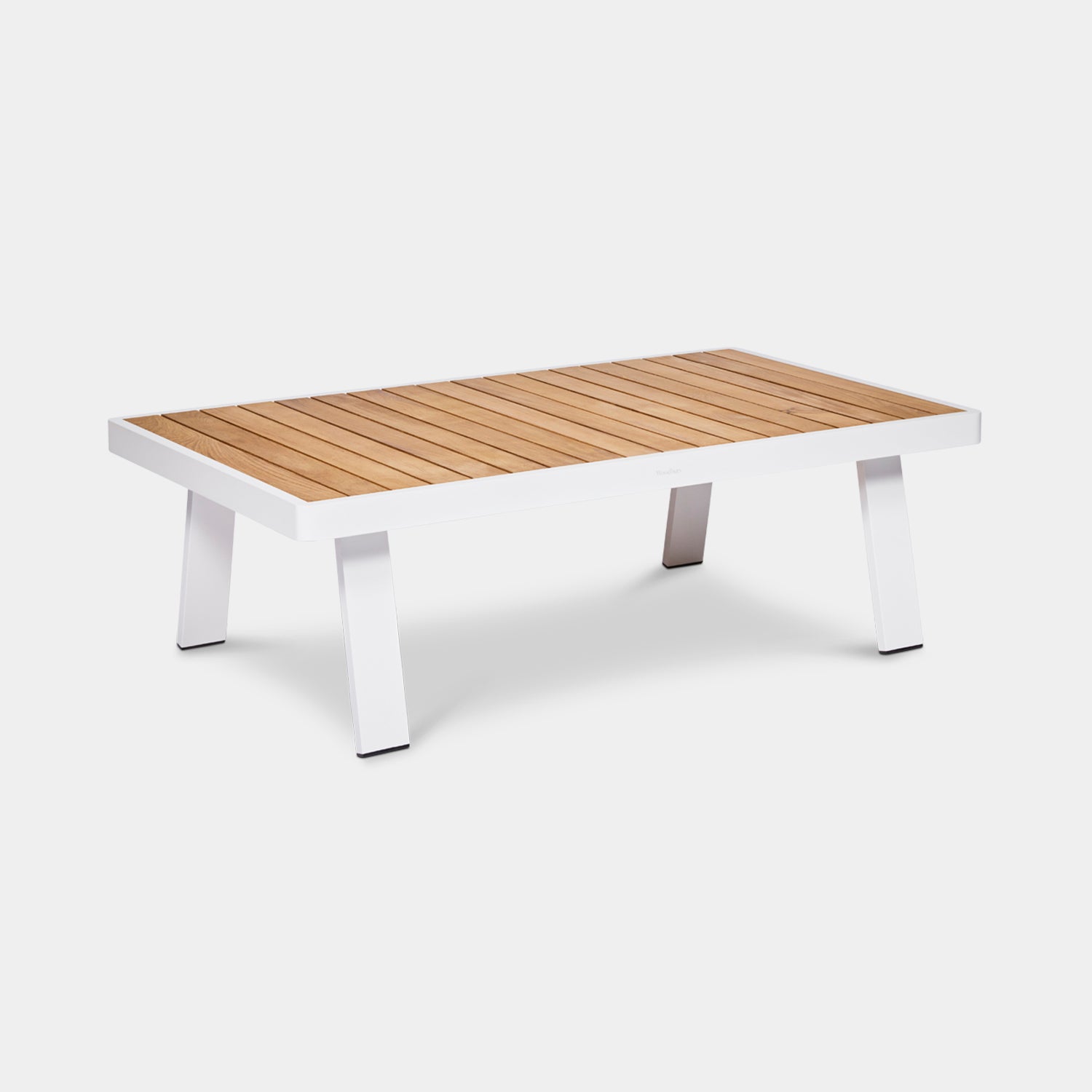 white coffee table aluminium and teak