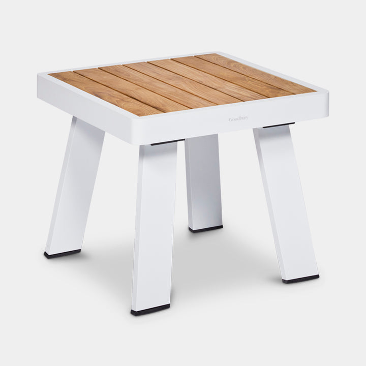 Kai White Side Table Teak Top