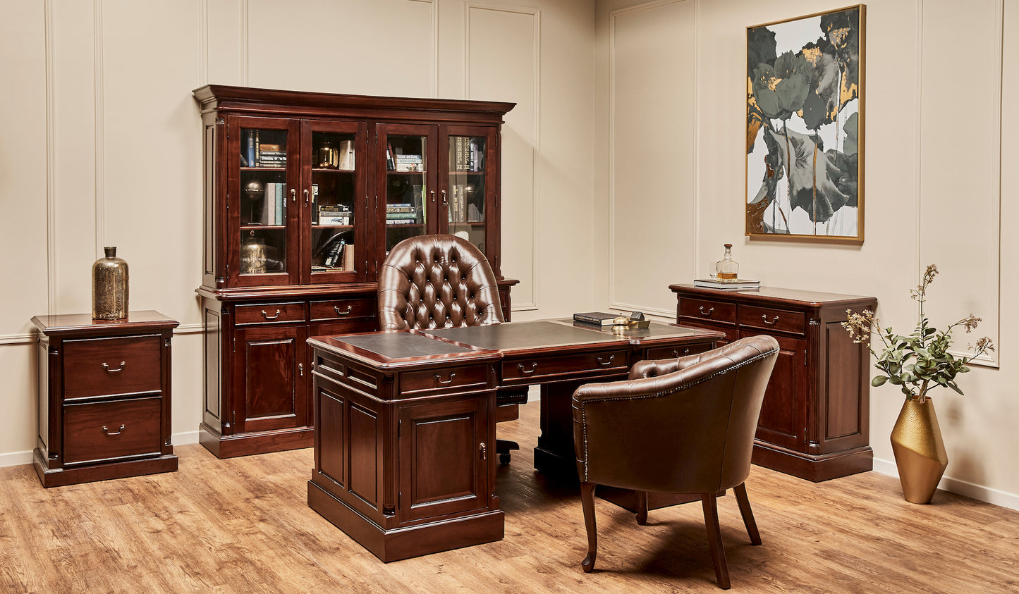 Mahogany bookcase 4 door with partners desk