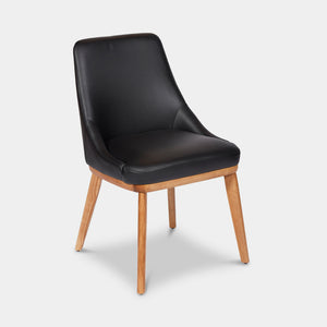 Narrabeen black leather chair with clear leg 1
