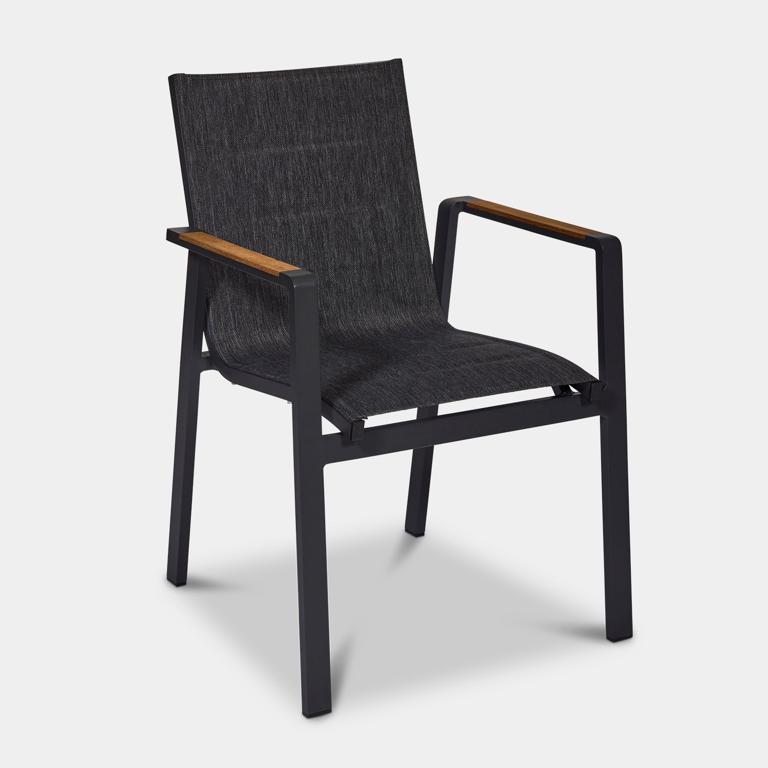 Noosa dining chair in charcoal with teak arm