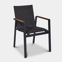 Load image into Gallery viewer, Noosa dining chair in charcoal with teak arm