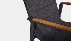 teak arm on aluminium frame Noosa Dining chair
