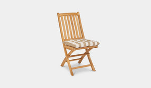 hawkesbury folding chair with beige and white chair pad