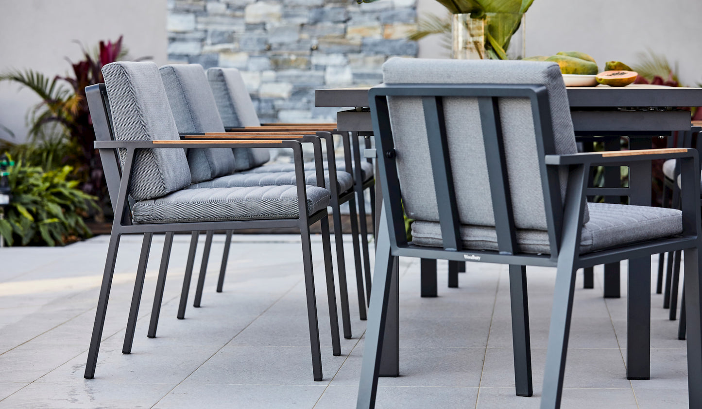 teak and aluminum outdoor dining set