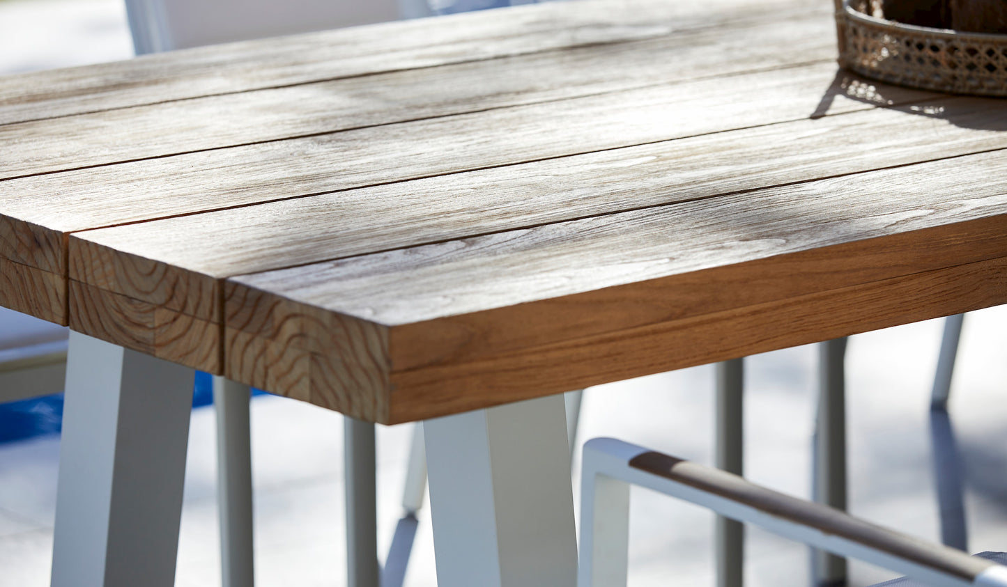 crosstie outdoor teak table chunky