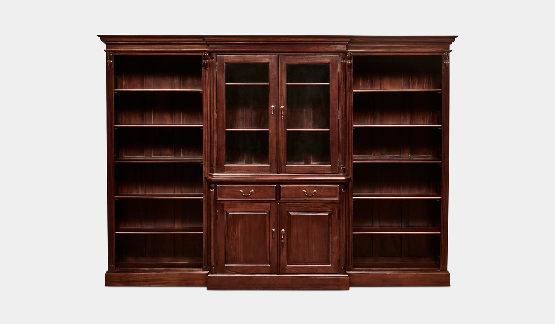 Everingham Mahogany 3 Piece Combination Bookcase – Woodbury Furniture