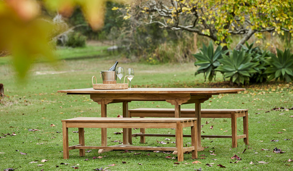 Teak Slim Line Rectangle Extending Table 140/210cm – Woodbury Furniture