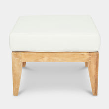 Load image into Gallery viewer, teak ottoman frame with white weather resistant cushion