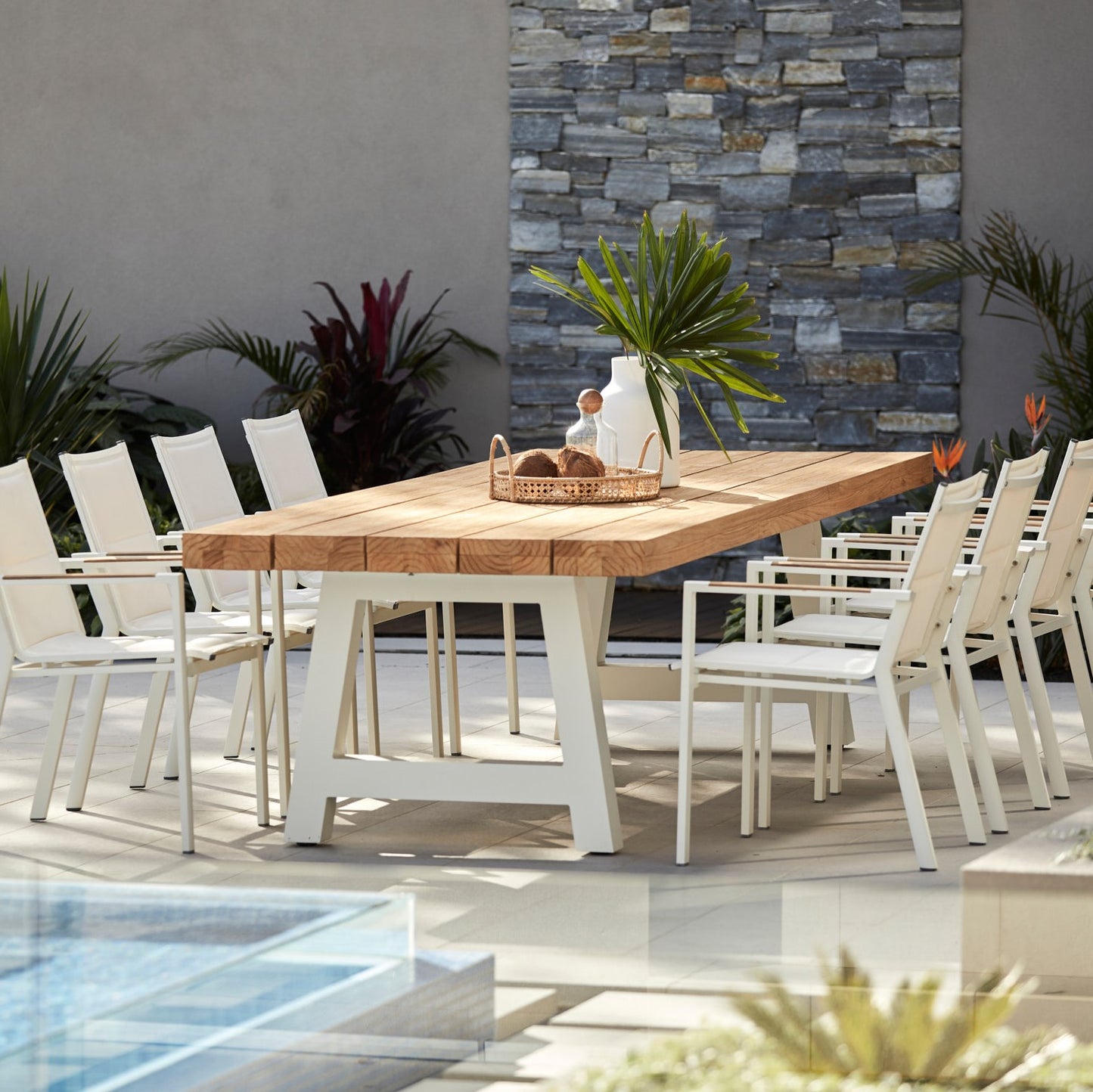 Crosstie Teak Piece Outdoor Setting With Rockdale Chairs