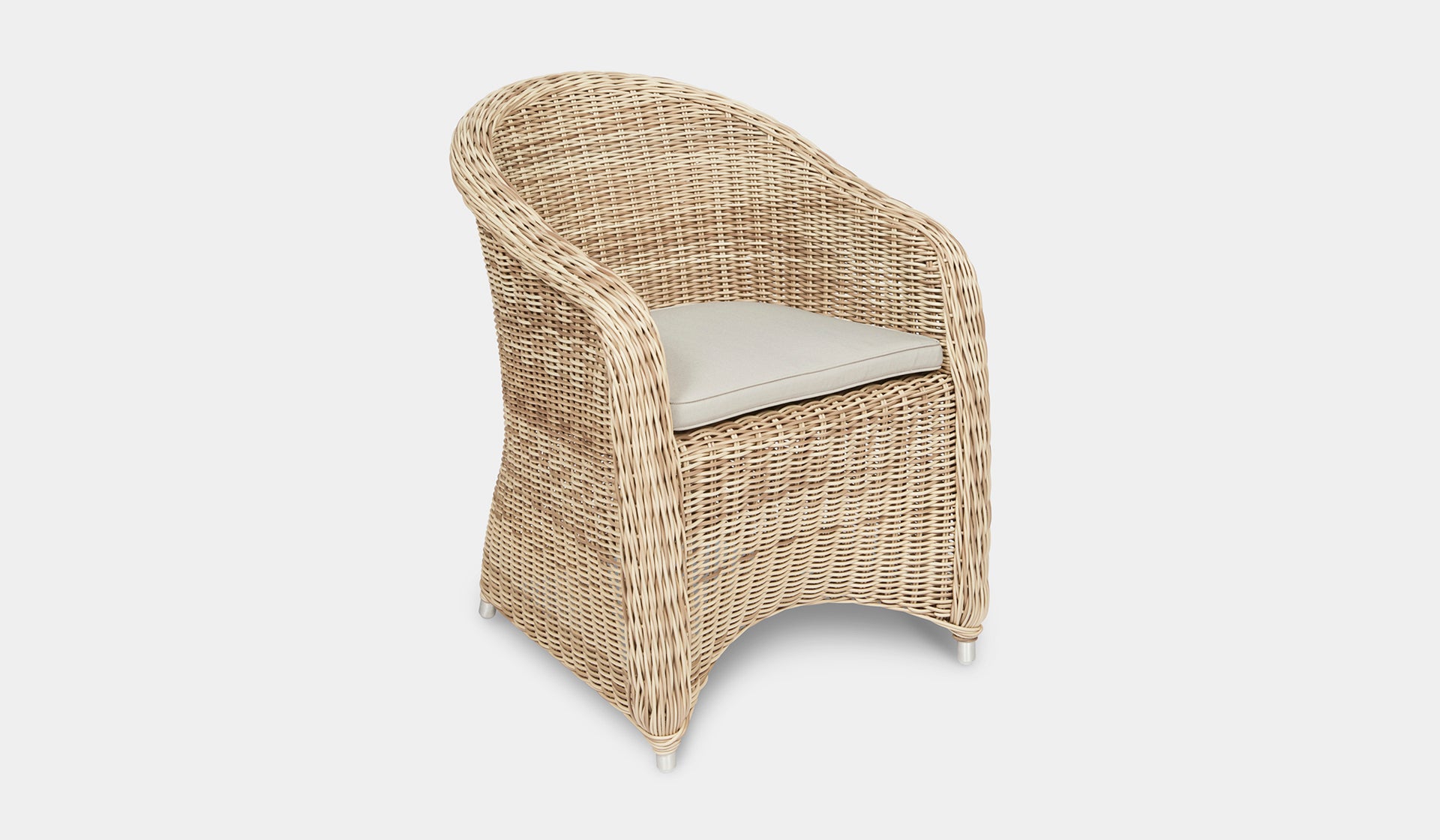 synthetic wicker outdoor chair white with grey pad