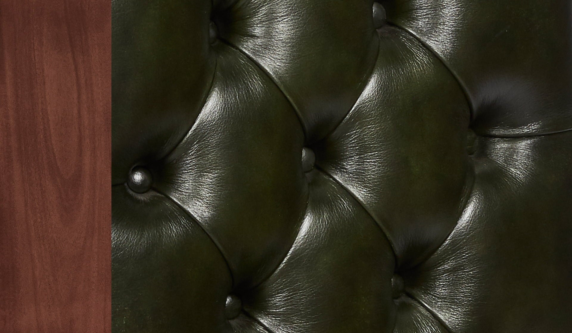 leather sample green, LTB timber