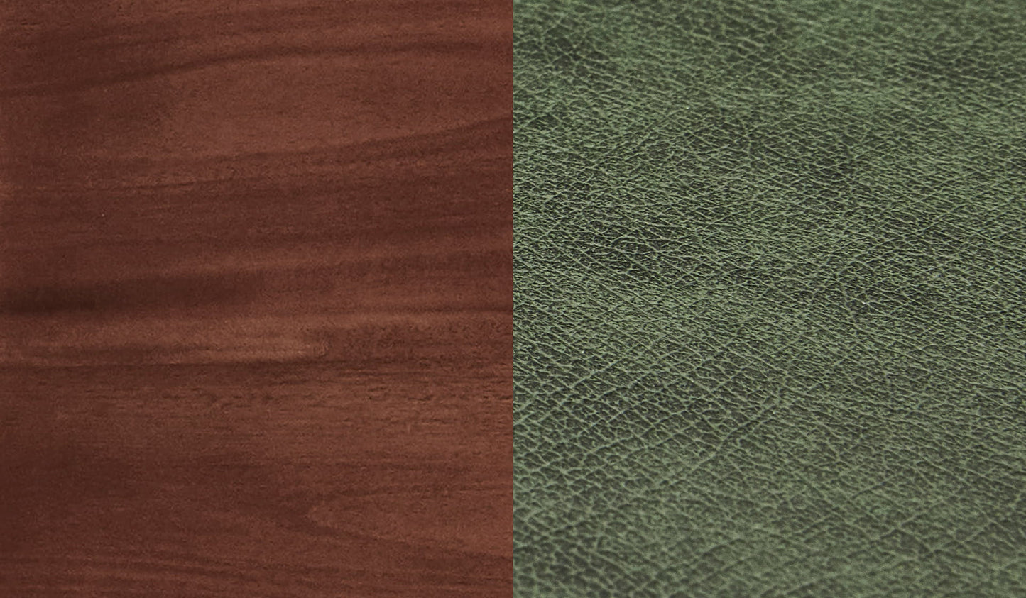 LTB mahogany colour sample green leather