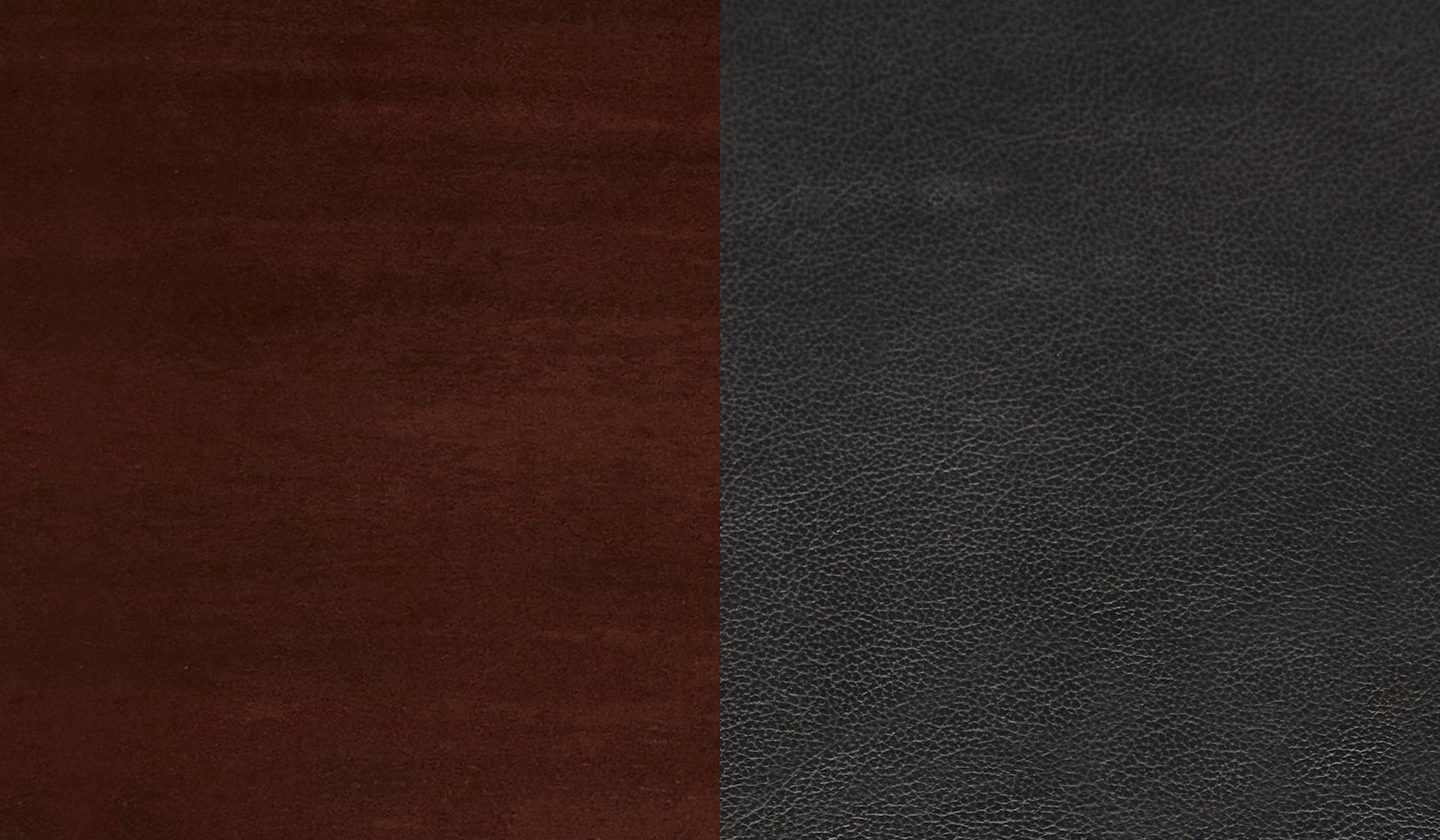 TB mahogany colour sample black leather