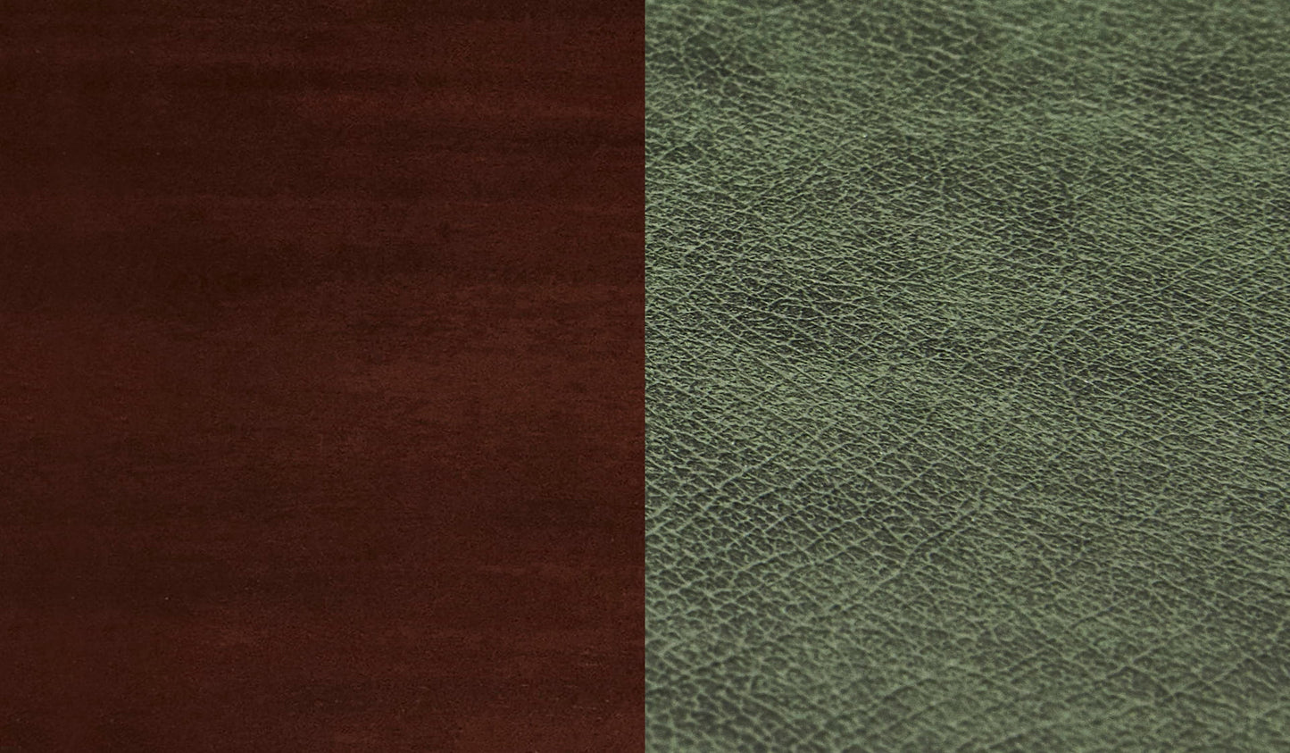 LTB mahogany colour sample green leather