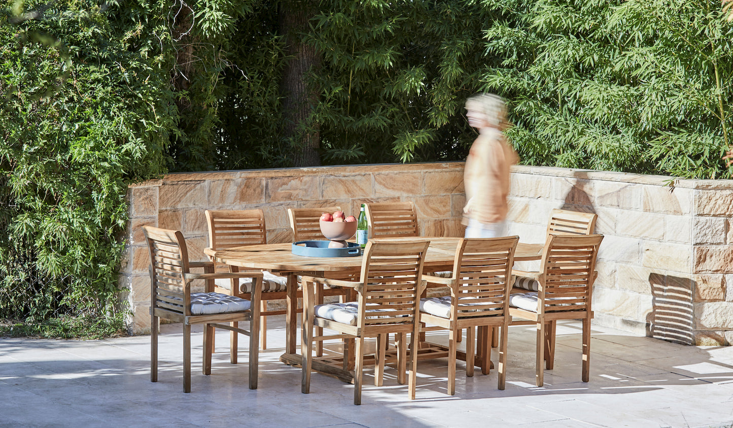 teak oval outdoor extension table